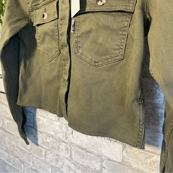 NWT SAM EDELMAN The Aimme Jacket Moss Green Army Denim Jean Jacket Size XS - Picture 2 of 9